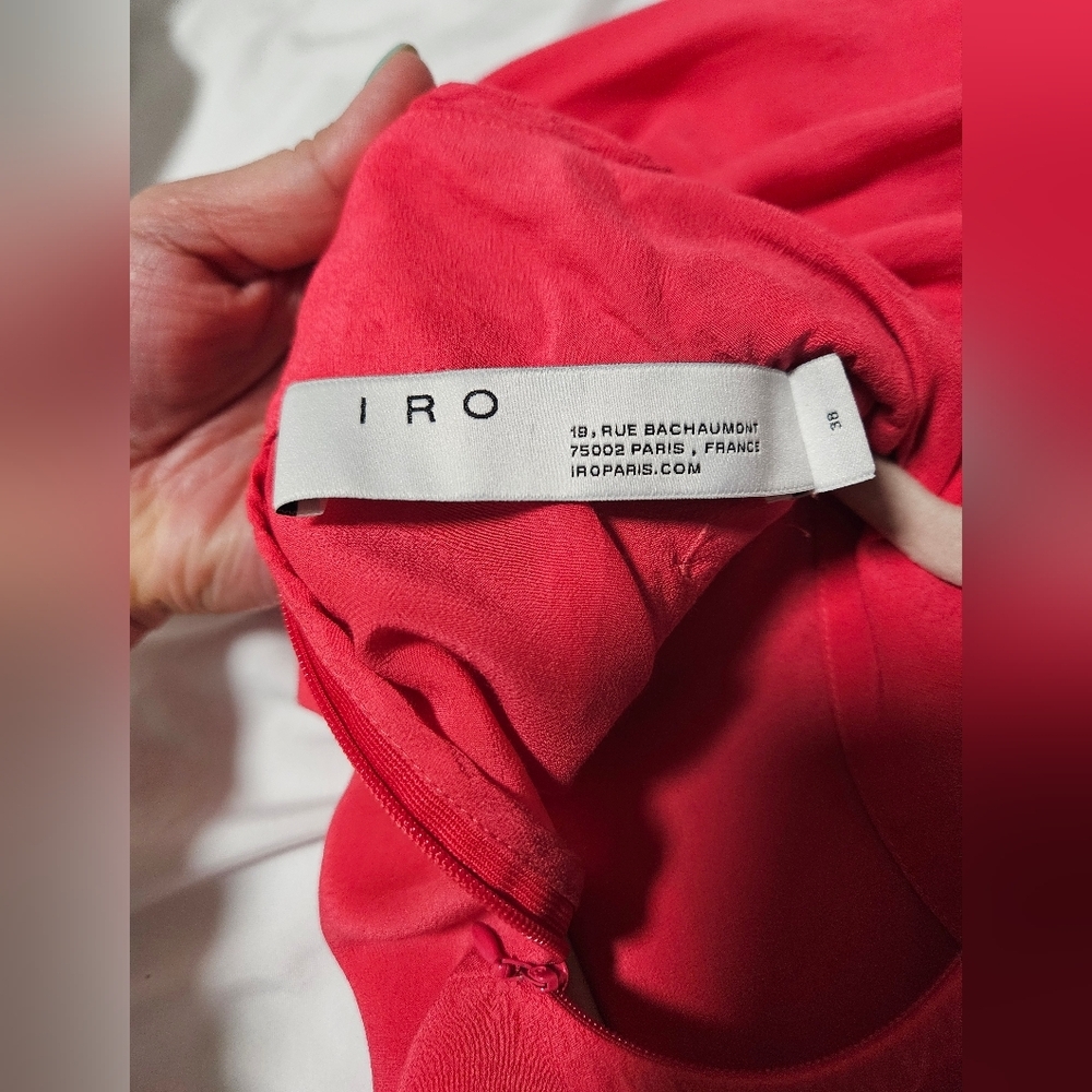 IRO Sense Button Detail Crepe De Chine Blouse Pink Mock-Neck - Picture 7 of 8